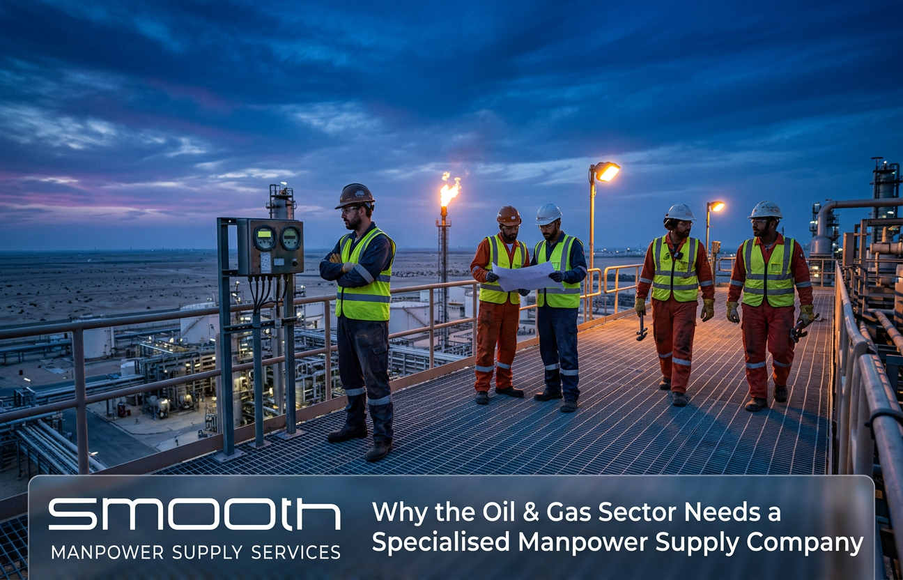 SOME LABOUR WORKERS ARE WORKING ON OIL REFINARY, SUPPLIED BY SMOOTH MANPOWER AND STAFFING SOLUTIONS UAE